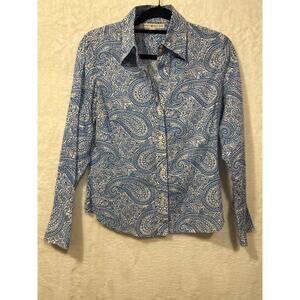 Tommy Hilfiger Women’s Blue Paisley Button‎ Up Shirt Size Small